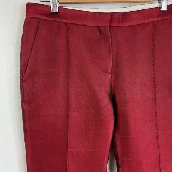 Vintage Celine Women’s 40 US 12 Red Silk Pleated Dress Pants Cropped Pockets - Picture 11 of 13